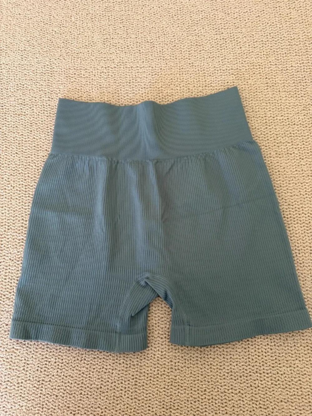 Light Blue Ribbed Biker Shorts